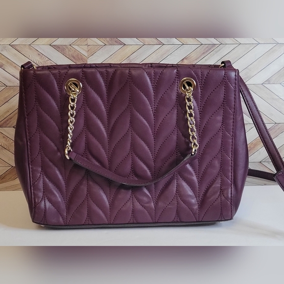 Kate Spade Meena Briar Lane Quilted Leather Handbag Crossbody in Plum Color - Picture 3 of 16